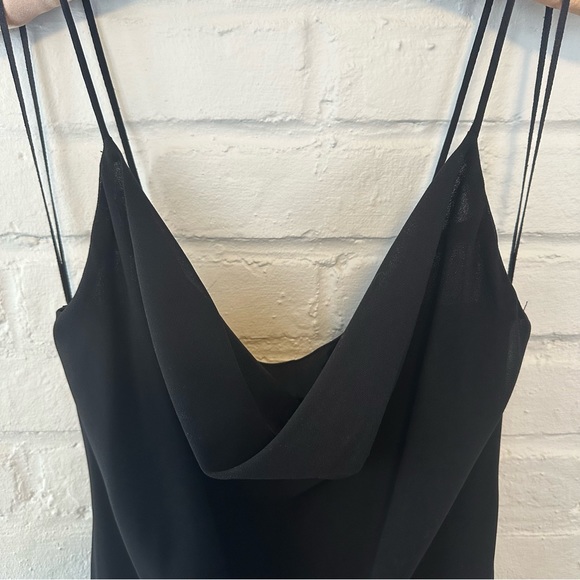 Vintage 90s Black Chiffon Drape Slip Maxi Dress - Picture 5 of 5